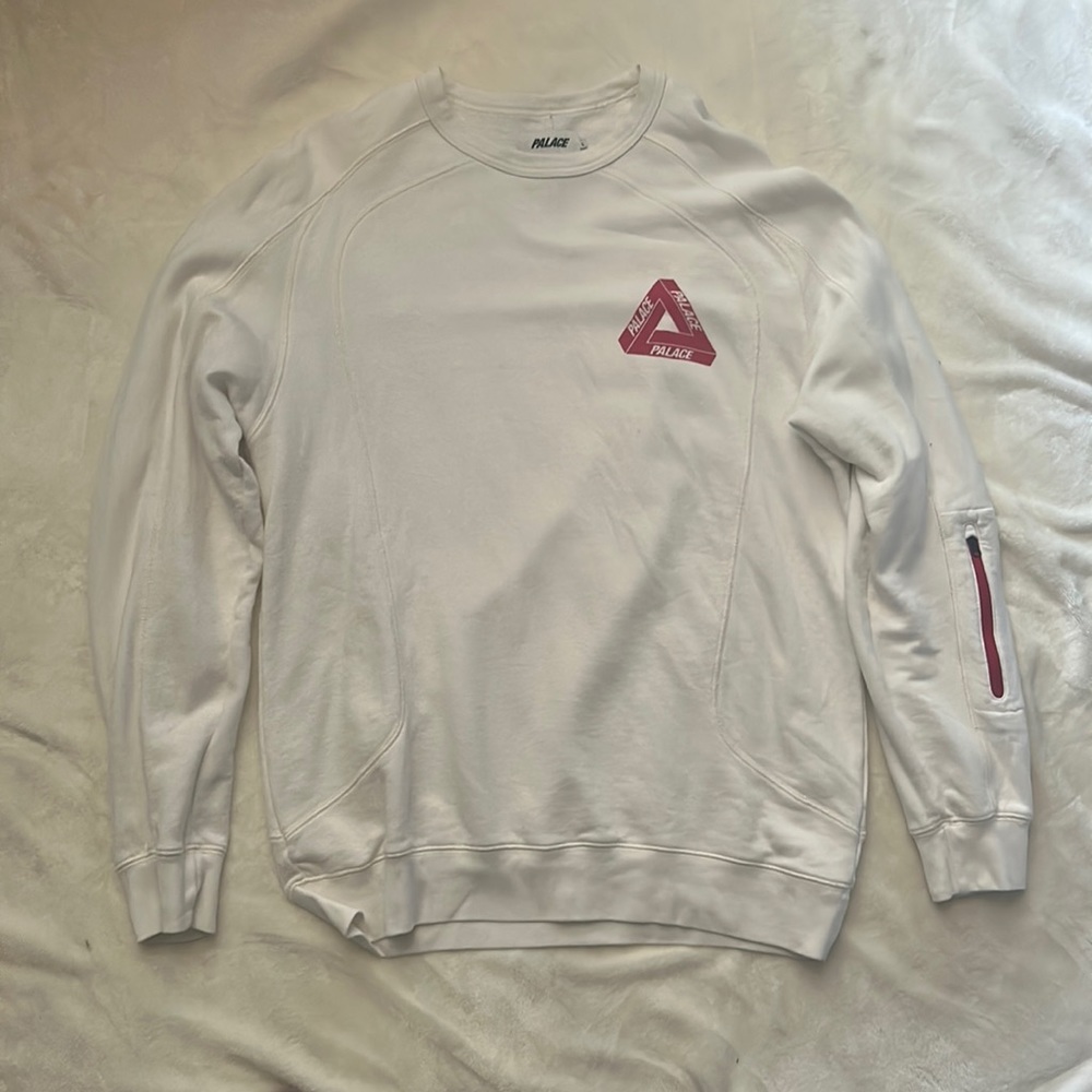 Palace 3m large white long sleeve crew neck sweater